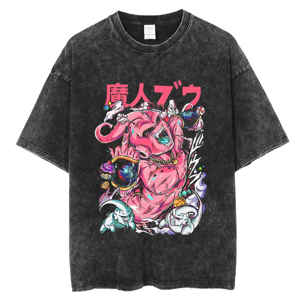 Unisex Anime Graphic Streetwear Vintage Washed T-shirt