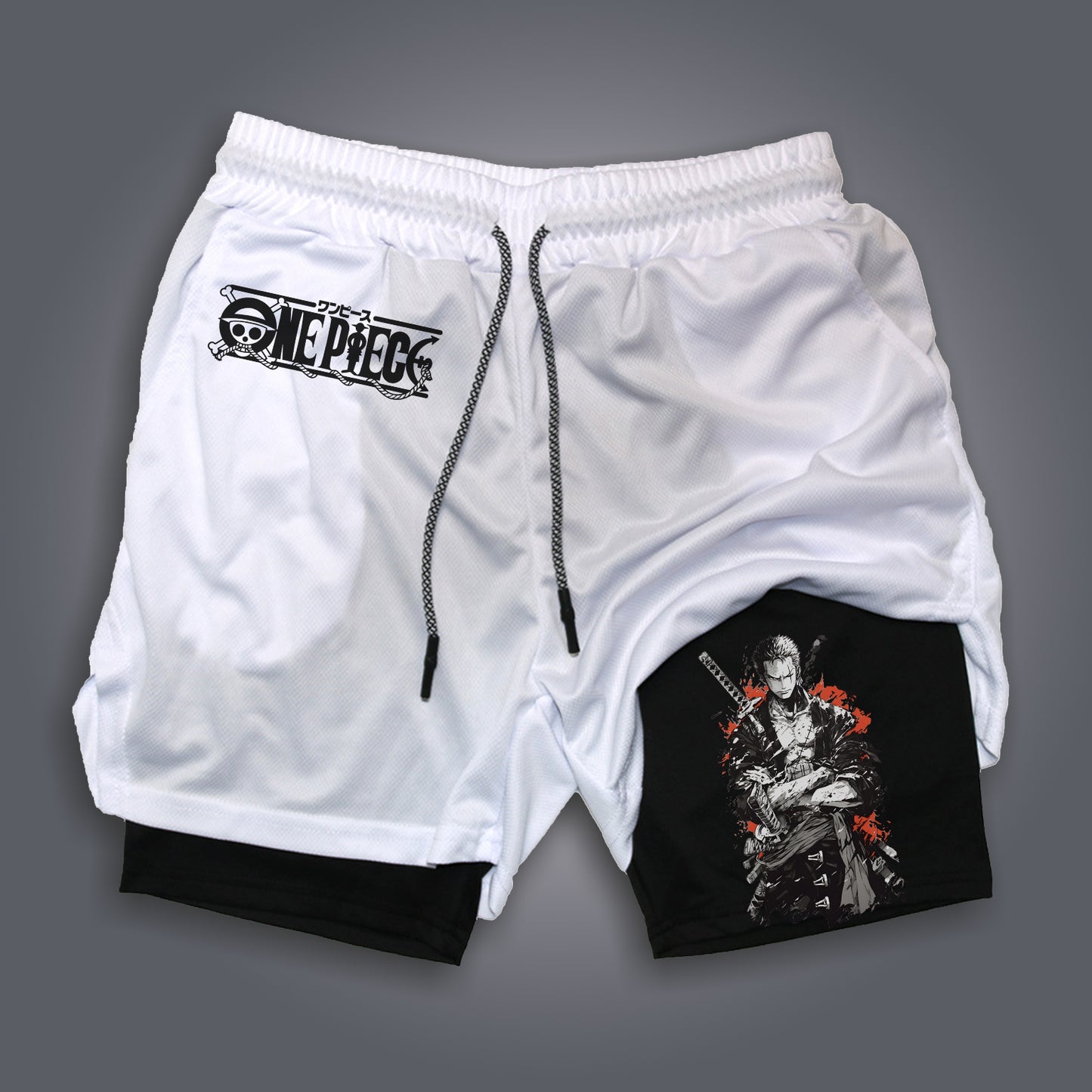 Unisex Anime Print Drawstring Shorts-AnimeClothe