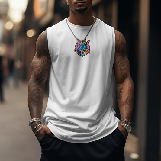 Oversized Anime Print Gym Tank Top