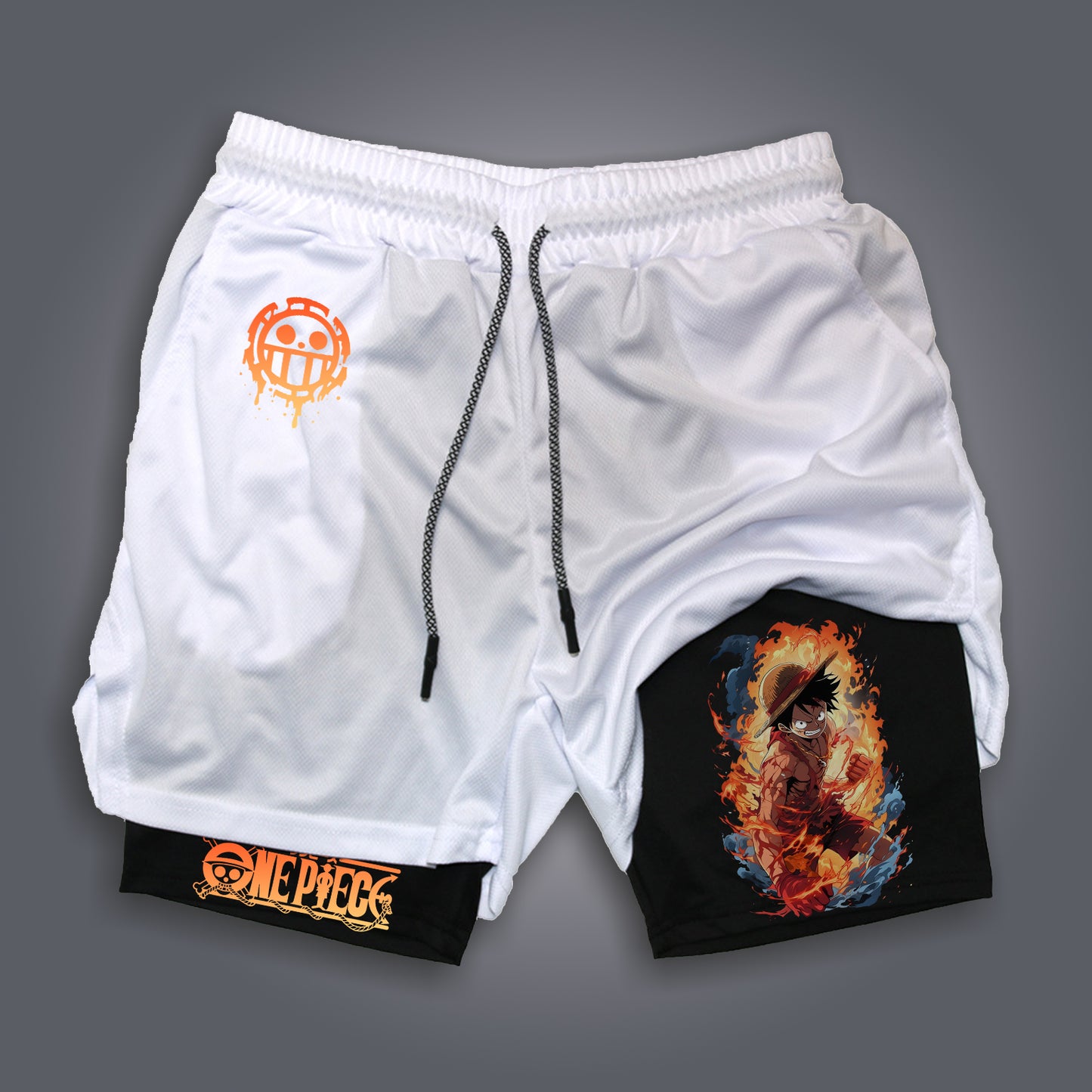 Unisex Anime Print Drawstring Shorts-AnimeClothe