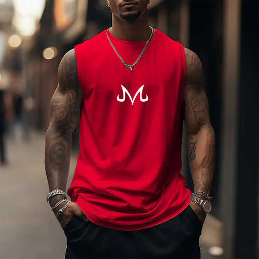 Oversized Anime Print Gym Tank Top