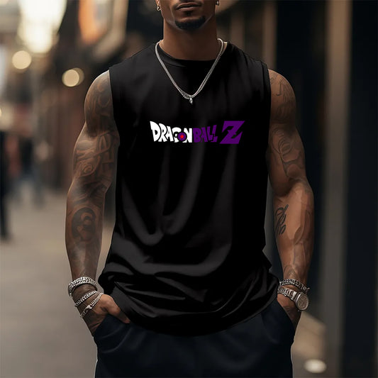 Oversized Anime Print Gym Tank Top
