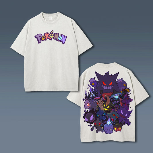 Unisex Anime Style Vintage Washed T-Shirt