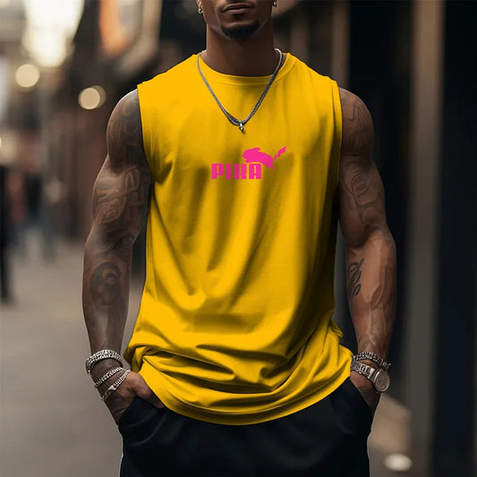 Oversized Anime Print Gym Tank Top-Anime x kingdom
