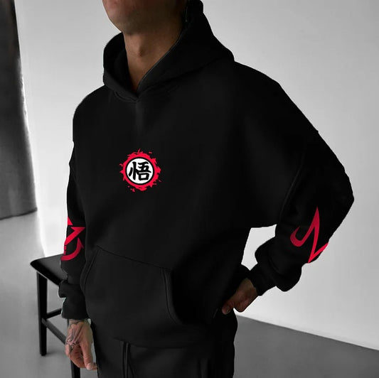 Unisex Anime Print Casual Oversized Hoodie-Anime x kingdom