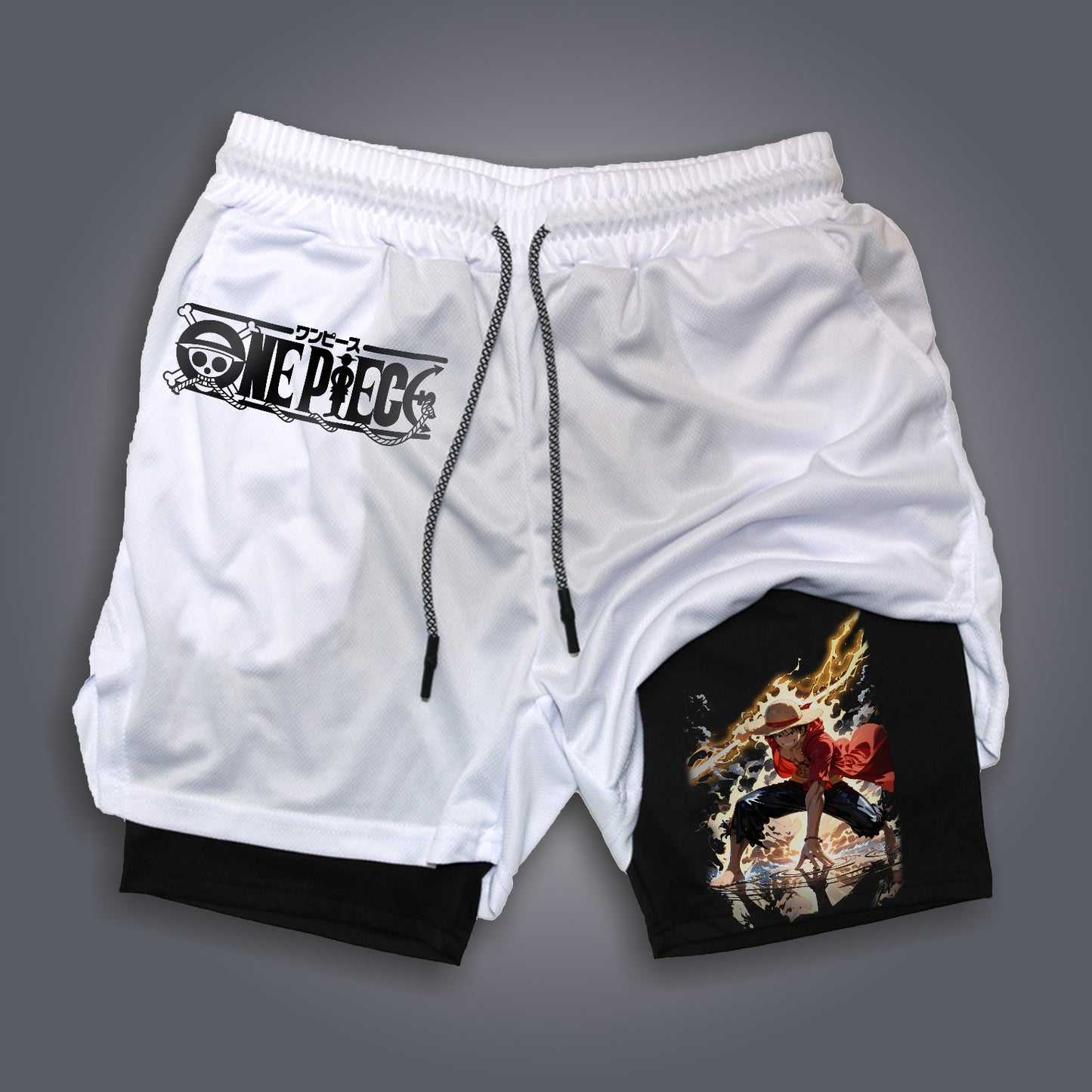 Unisex Anime Print Drawstring Shorts-AnimeClothe