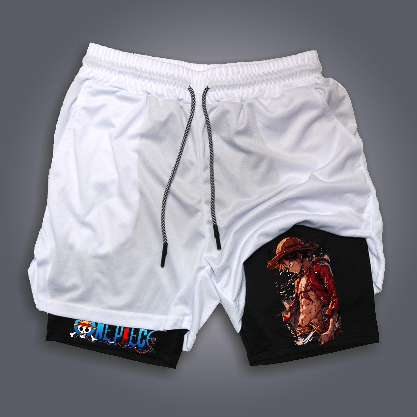 Unisex Anime Print Drawstring Shorts-AnimeClothe