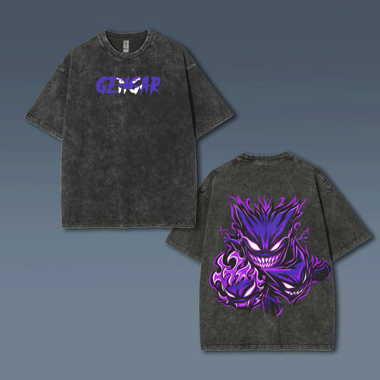 Unisex Anime Style Vintage Washed T-Shirt