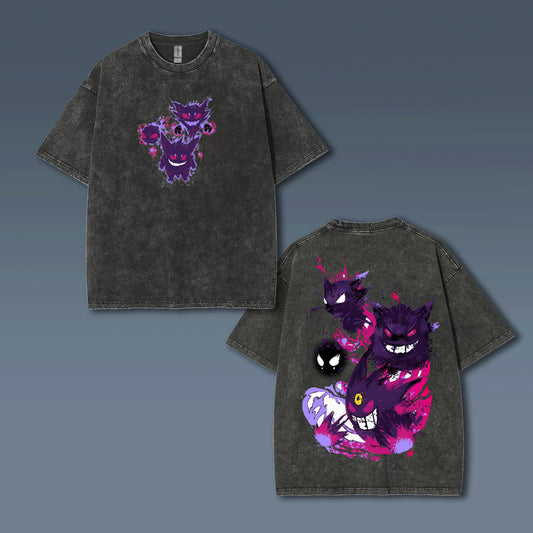 Unisex Anime Style Vintage Washed T-Shirt