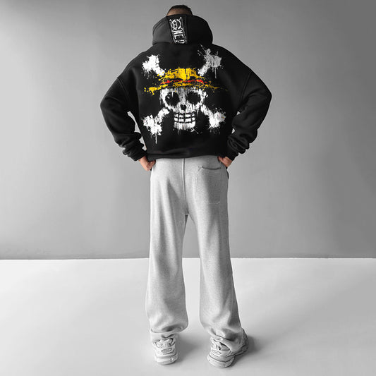 Street Anime Skull Print Hoodie-Anime x kingdom