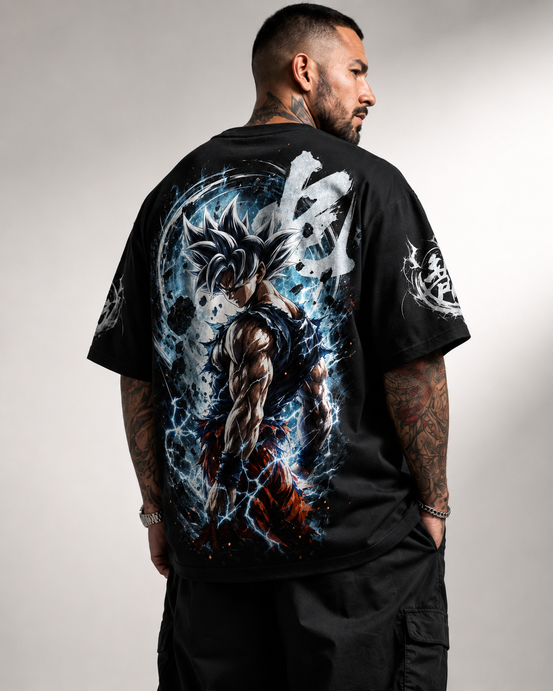 Black Oversized Anime Graphic T-Shirt