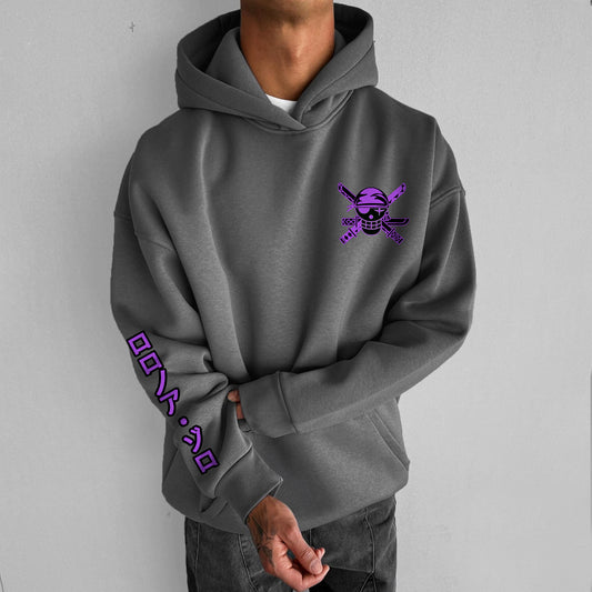 Unisex Cartoon Straw Hat Pirate Print Loose Hoodie-Anime x kingdom