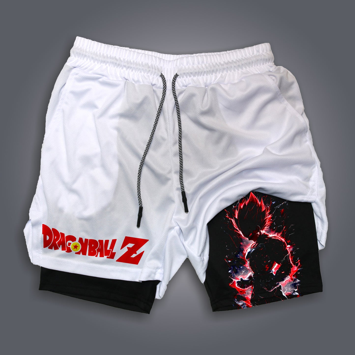 Unisex Anime Print Drawstring Double Layer Shorts