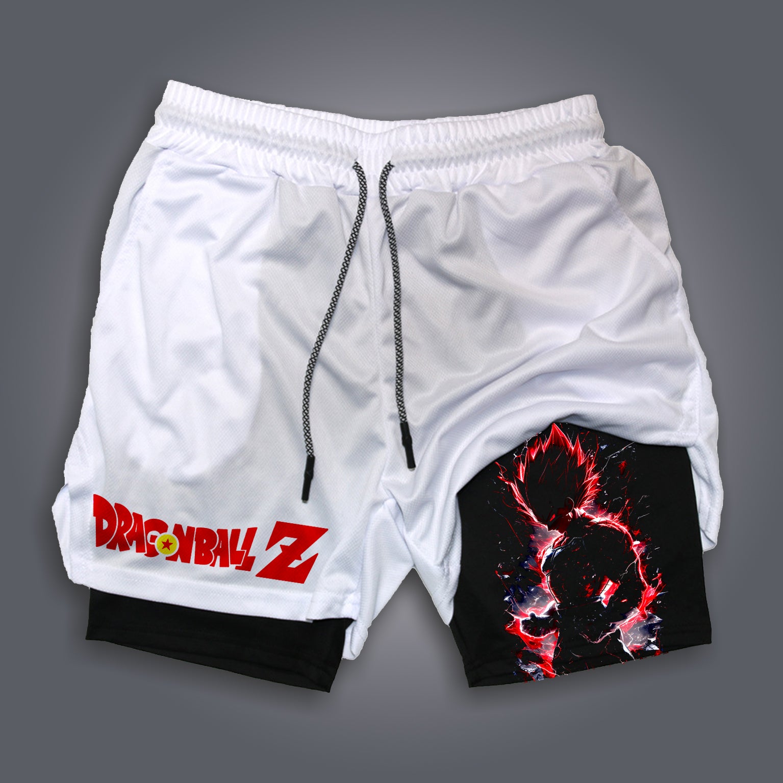 Unisex Anime Print Drawstring Double Layer Shorts