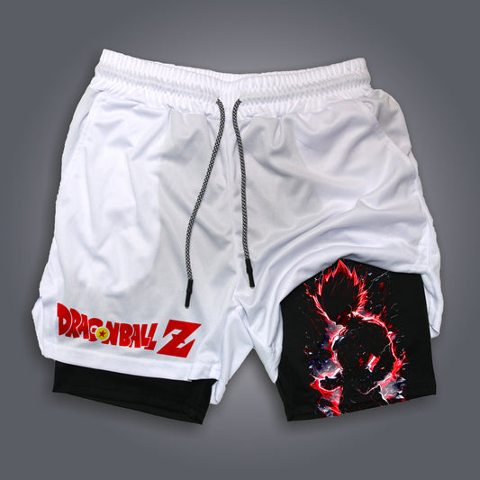 Unisex Anime Print Drawstring Double Layer Shorts