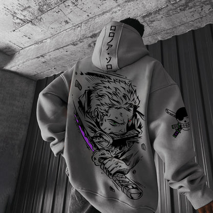 Unisex Oversized Anime Print Hoodie-Anime x kingdom
