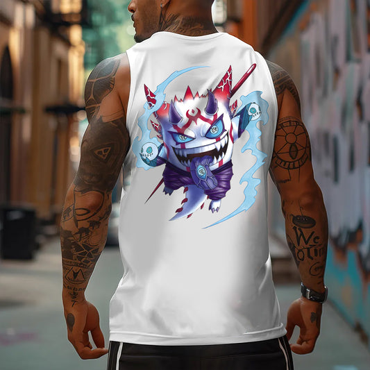 Oversized Anime Print Gym Tank Top-Anime x kingdom