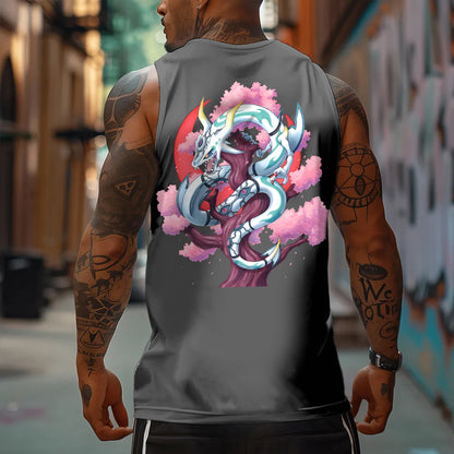 Oversized Anime Print Gym Tank Top-Anime x kingdom