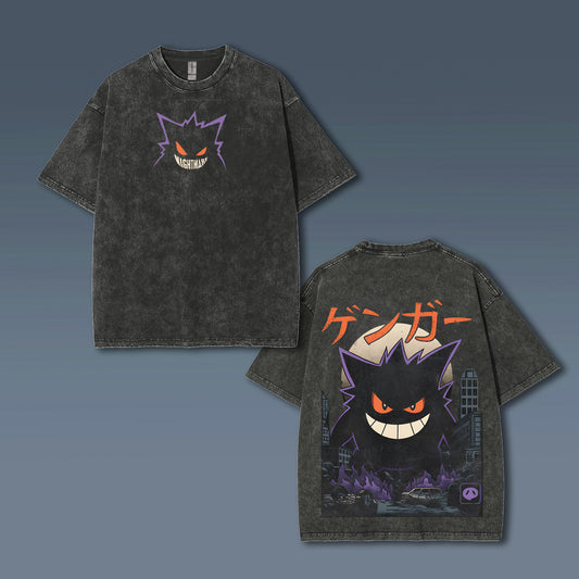 Unisex Anime Style Vintage Washed T-Shirt