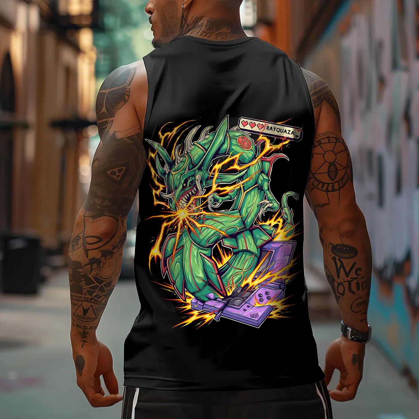 Oversized Anime Print Gym Tank Top-Anime x kingdom