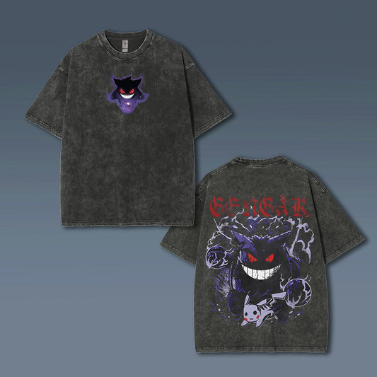 Unisex Anime Style Vintage Washed T-Shirt