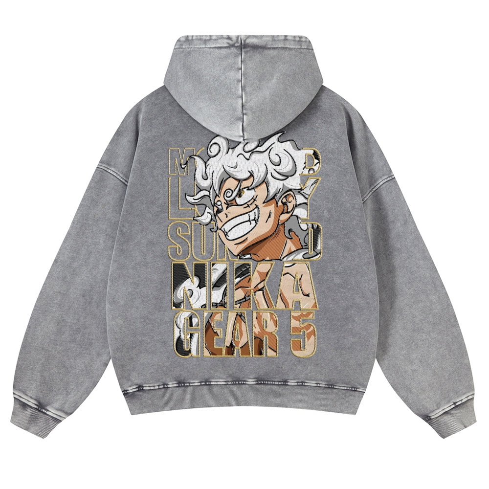 Vintage Washed Hoodie-Anime x kingdom