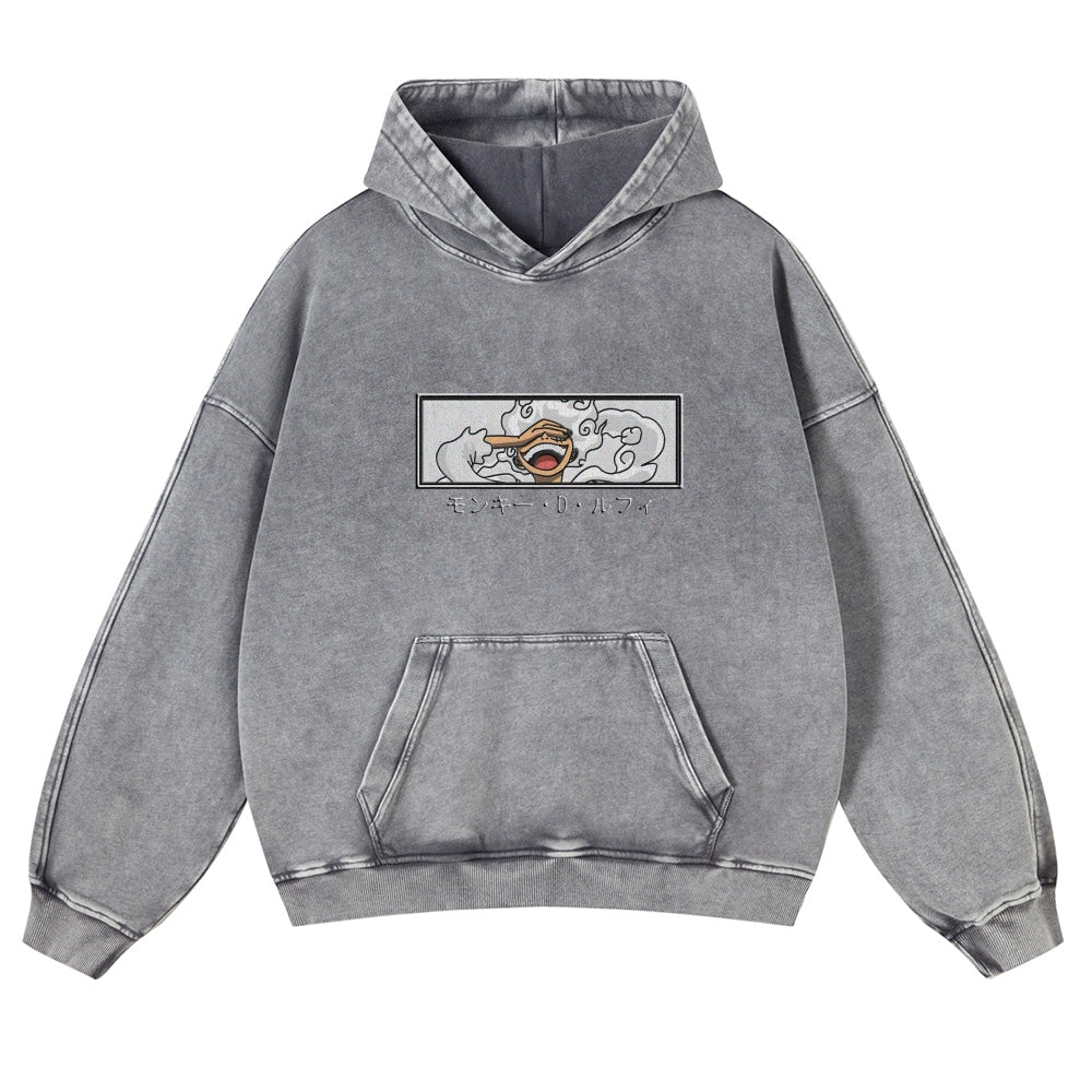 Vintage Washed Hoodie-Anime x kingdom