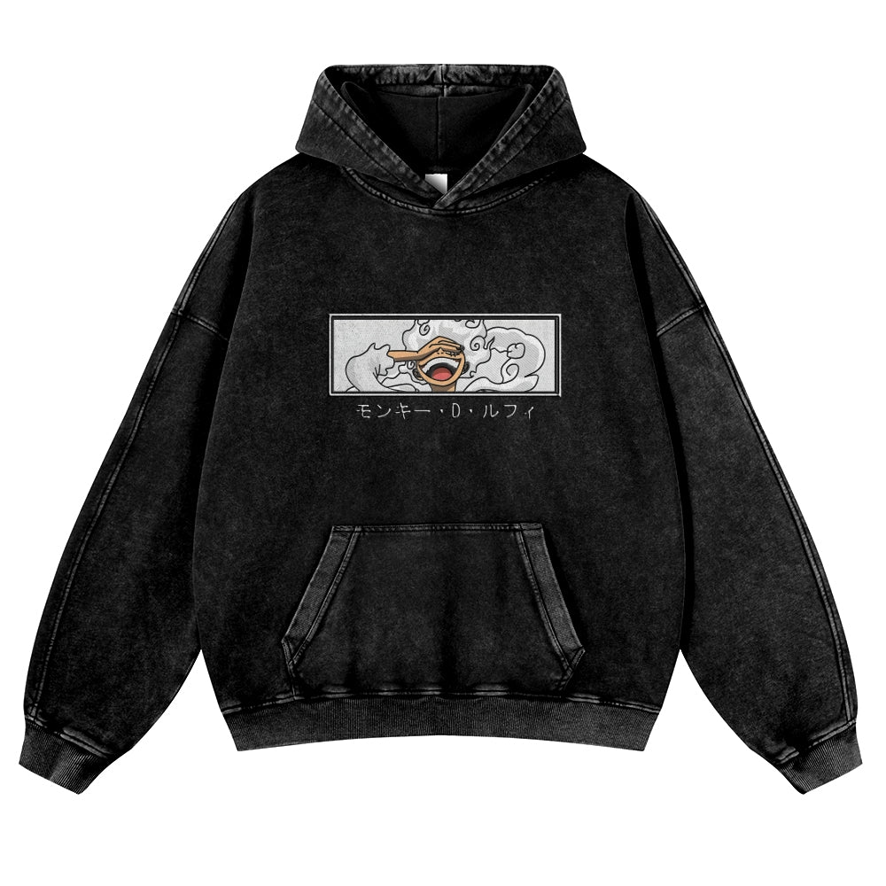 Vintage Washed Hoodie-Anime x kingdom