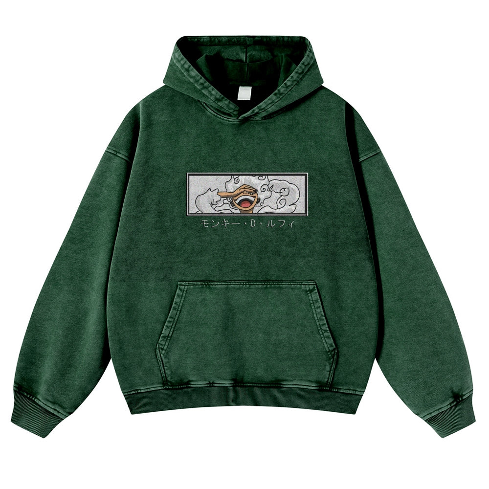 Vintage Washed Hoodie-Anime x kingdom