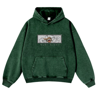 Vintage Washed Hoodie-Anime x kingdom