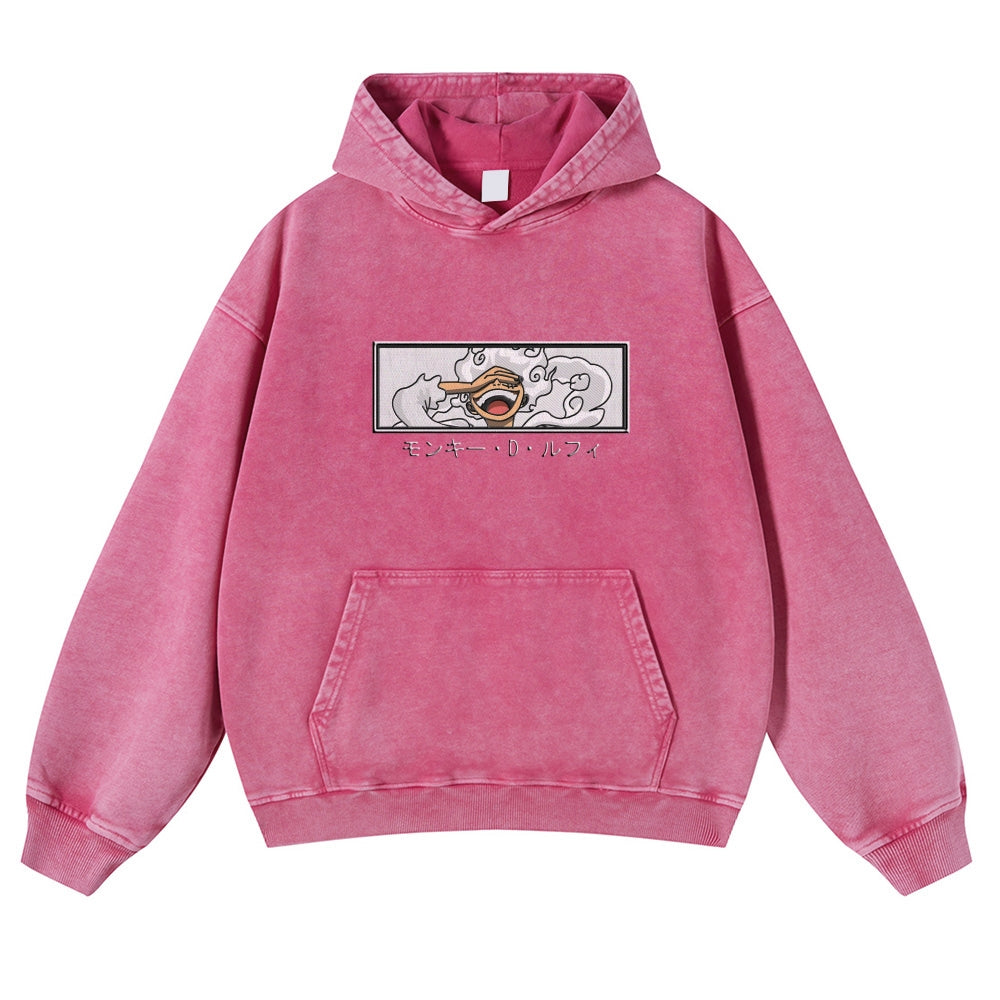 Vintage Washed Hoodie-Anime x kingdom