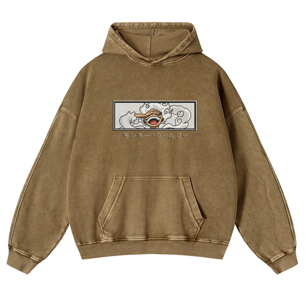 Vintage Washed Hoodie-Anime x kingdom
