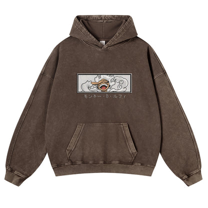 Vintage Washed Hoodie-Anime x kingdom