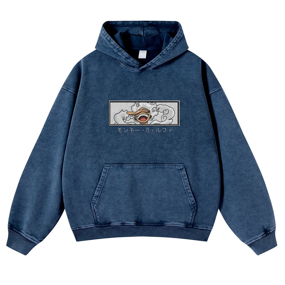 Vintage Washed Hoodie-Anime x kingdom