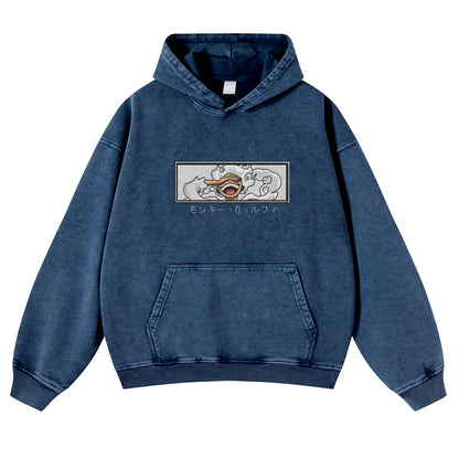 Vintage Washed Hoodie-Anime x kingdom