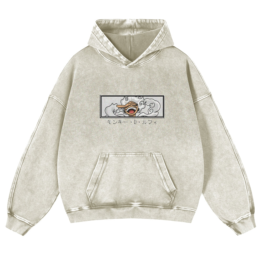 Vintage Washed Hoodie-Anime x kingdom