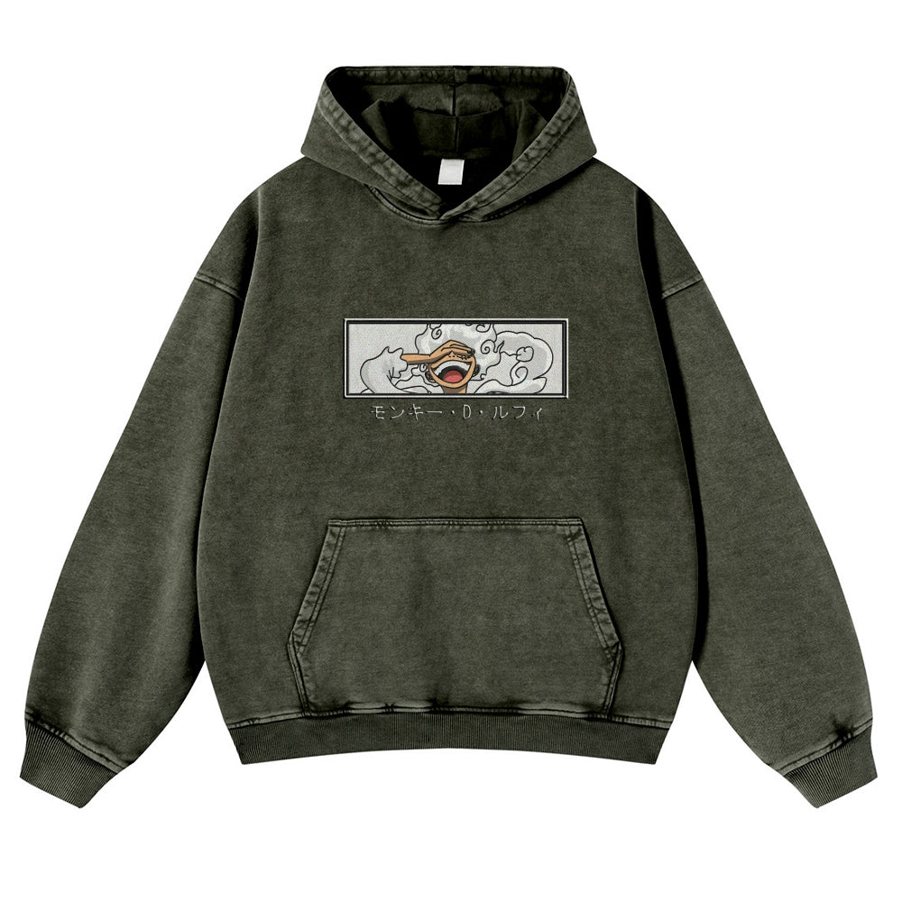 Vintage Washed Hoodie-Anime x kingdom