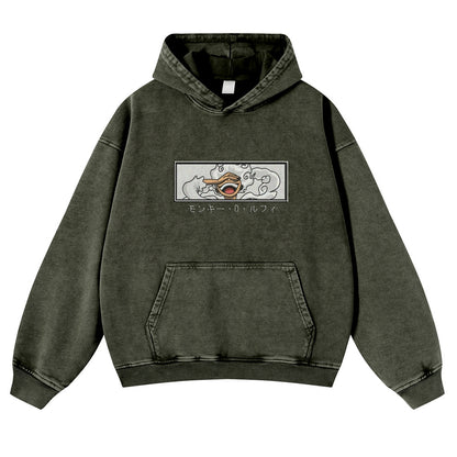 Vintage Washed Hoodie-Anime x kingdom