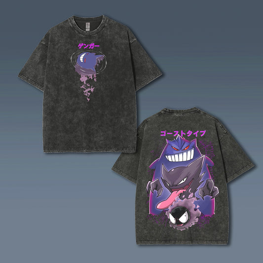 Unisex Anime Style Vintage Washed T-Shirt