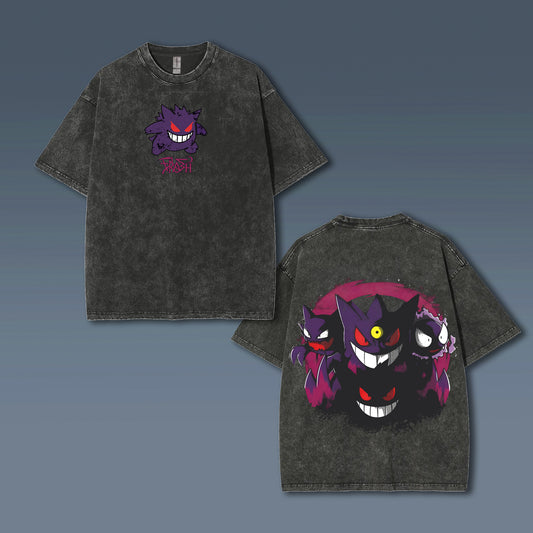 Unisex Anime Style Vintage Washed T-Shirt