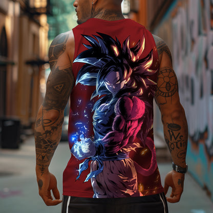 Oversized Anime Print Gym Tank Top