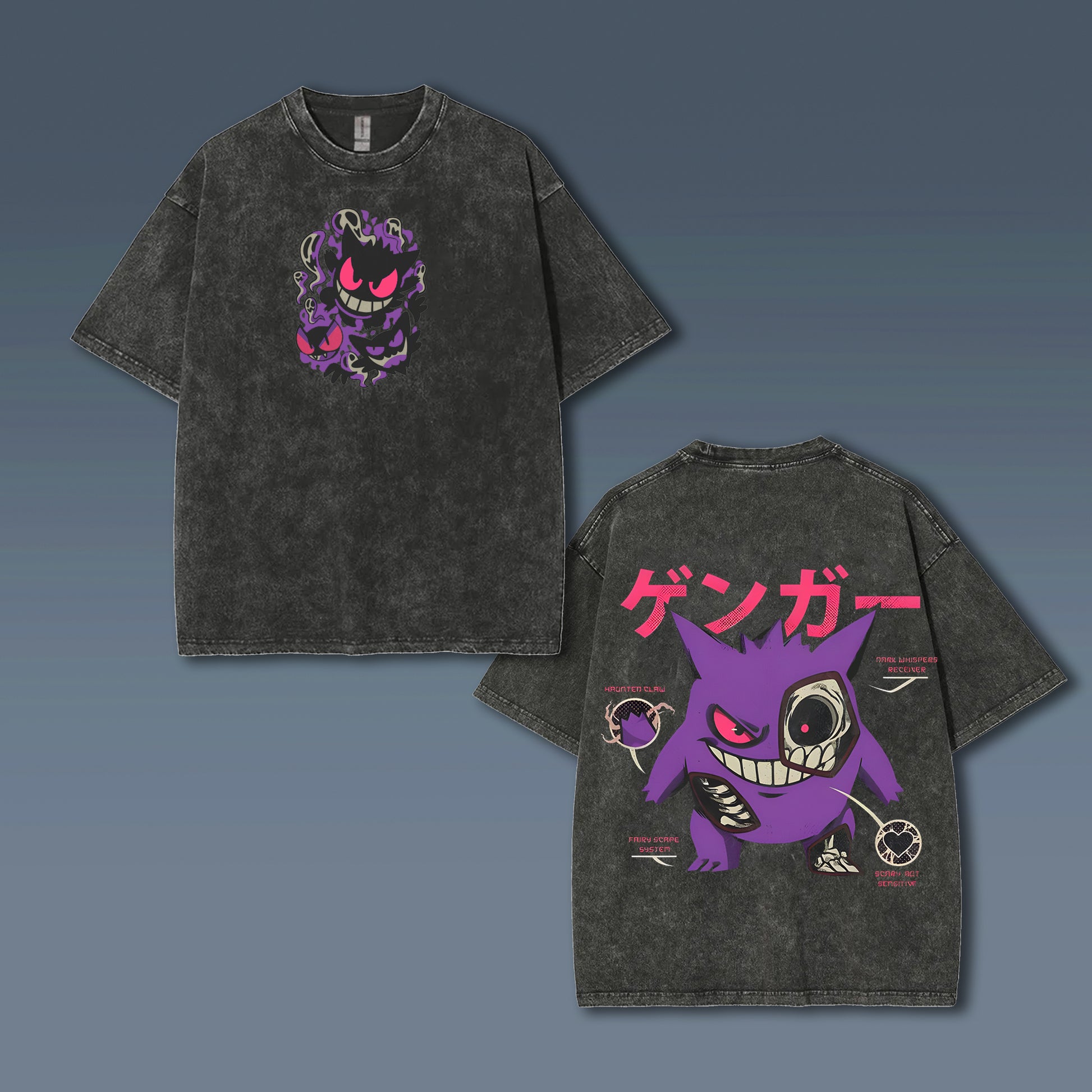 Unisex Anime Style Vintage Washed T-Shirt
