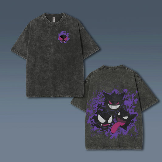 Unisex Anime Style Vintage Washed T-Shirt