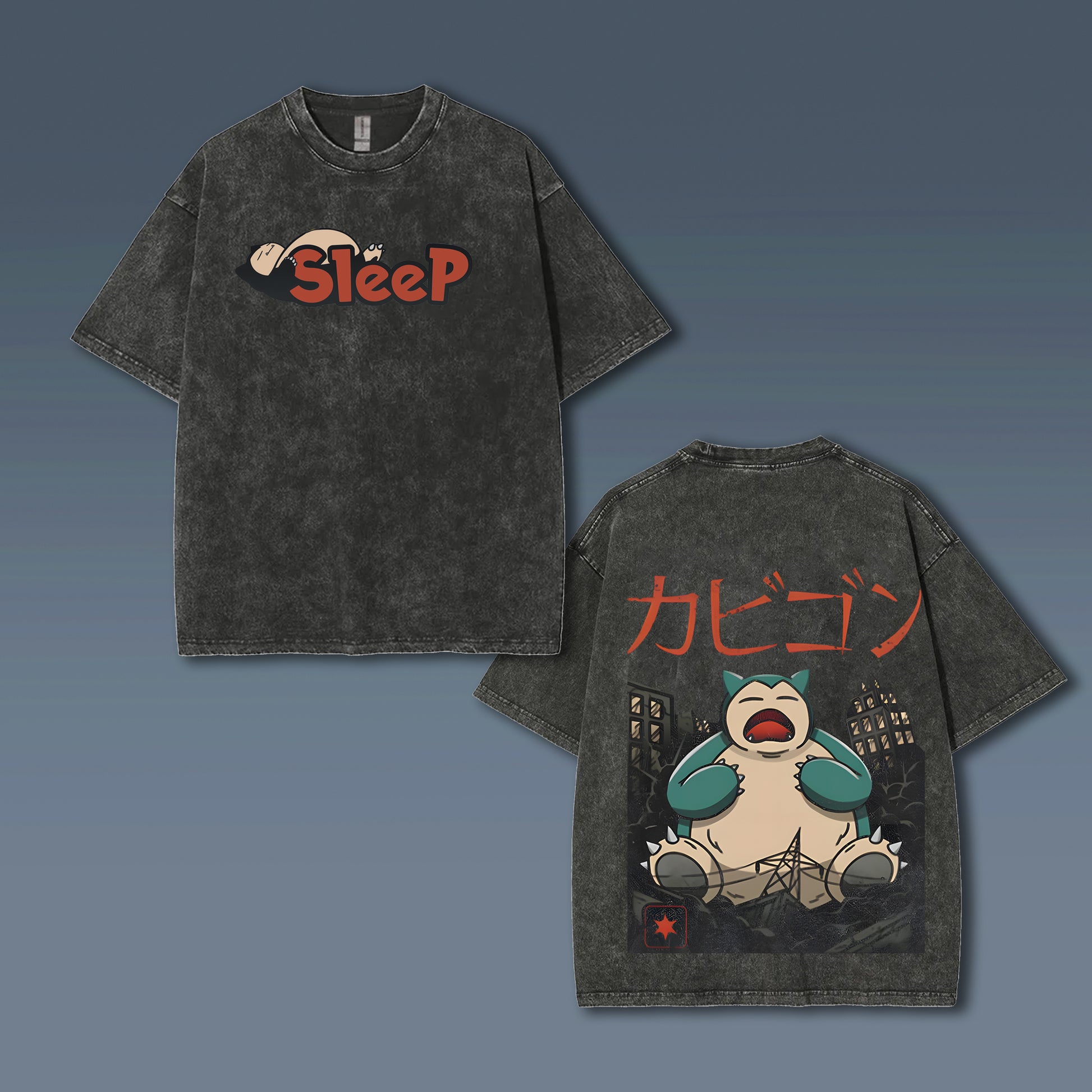 Unisex Anime Style Vintage Washed T-Shirt