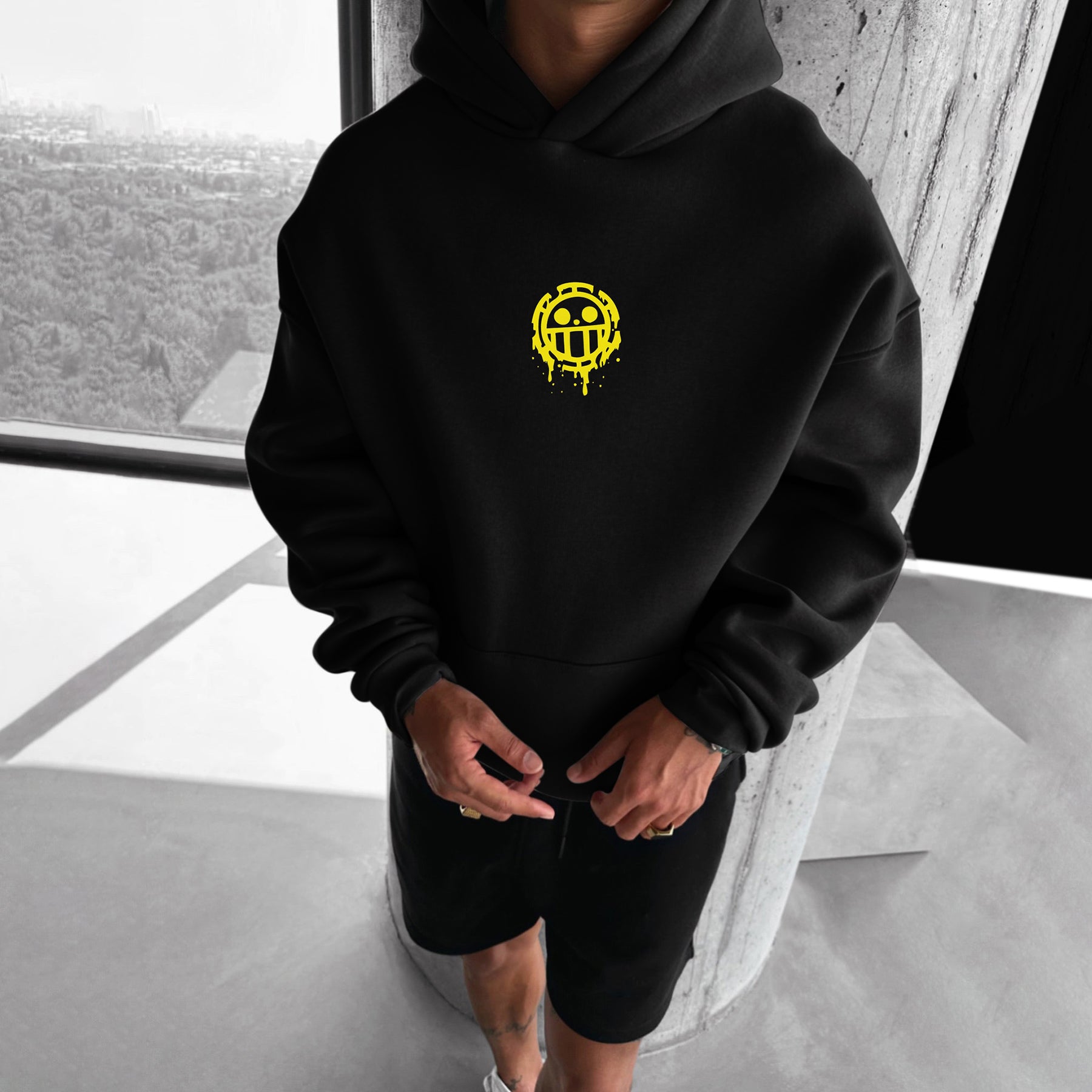 Oversize "anime Print" Print Hoodie-Anime x kingdom
