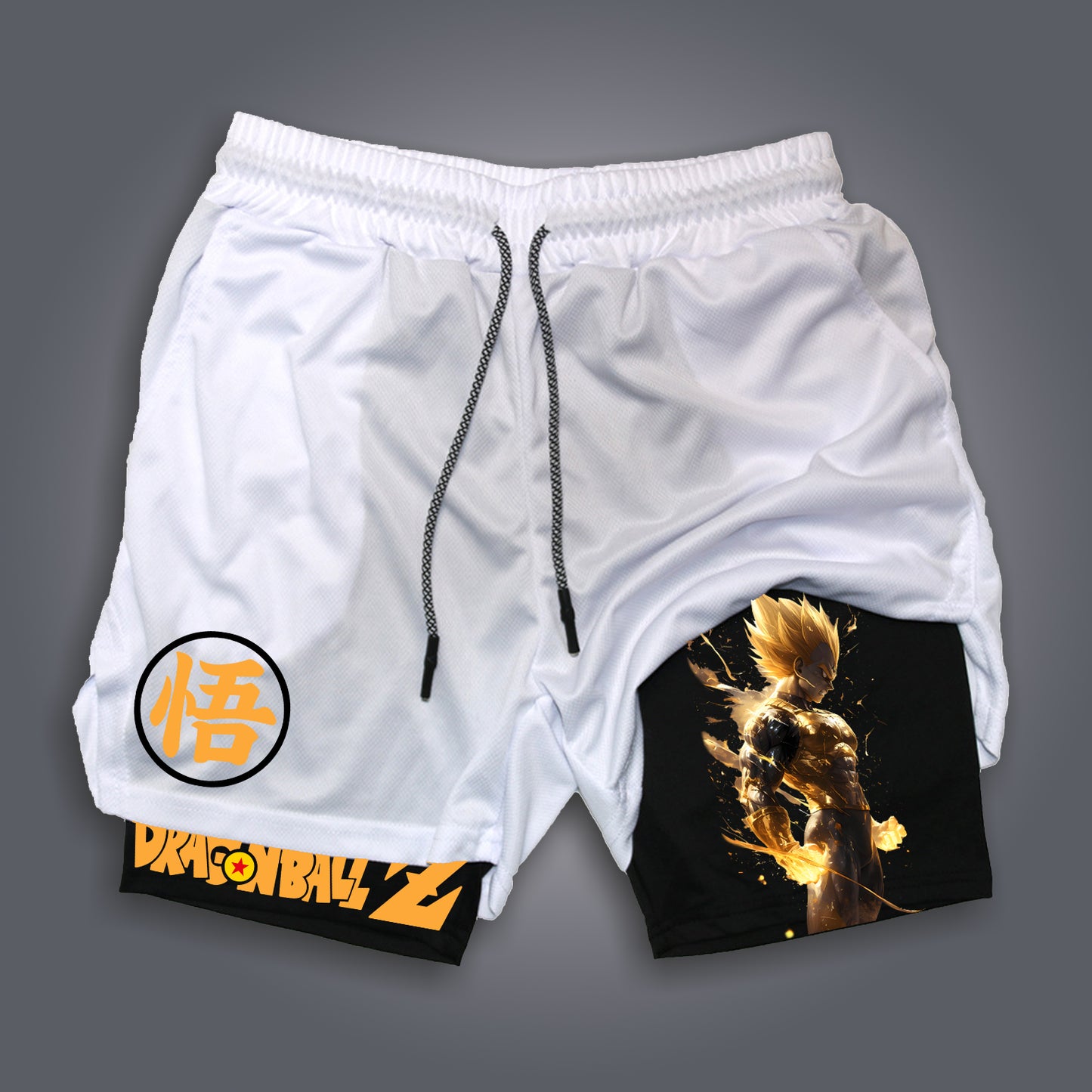 Unisex Anime Print Drawstring Double Layer Shorts