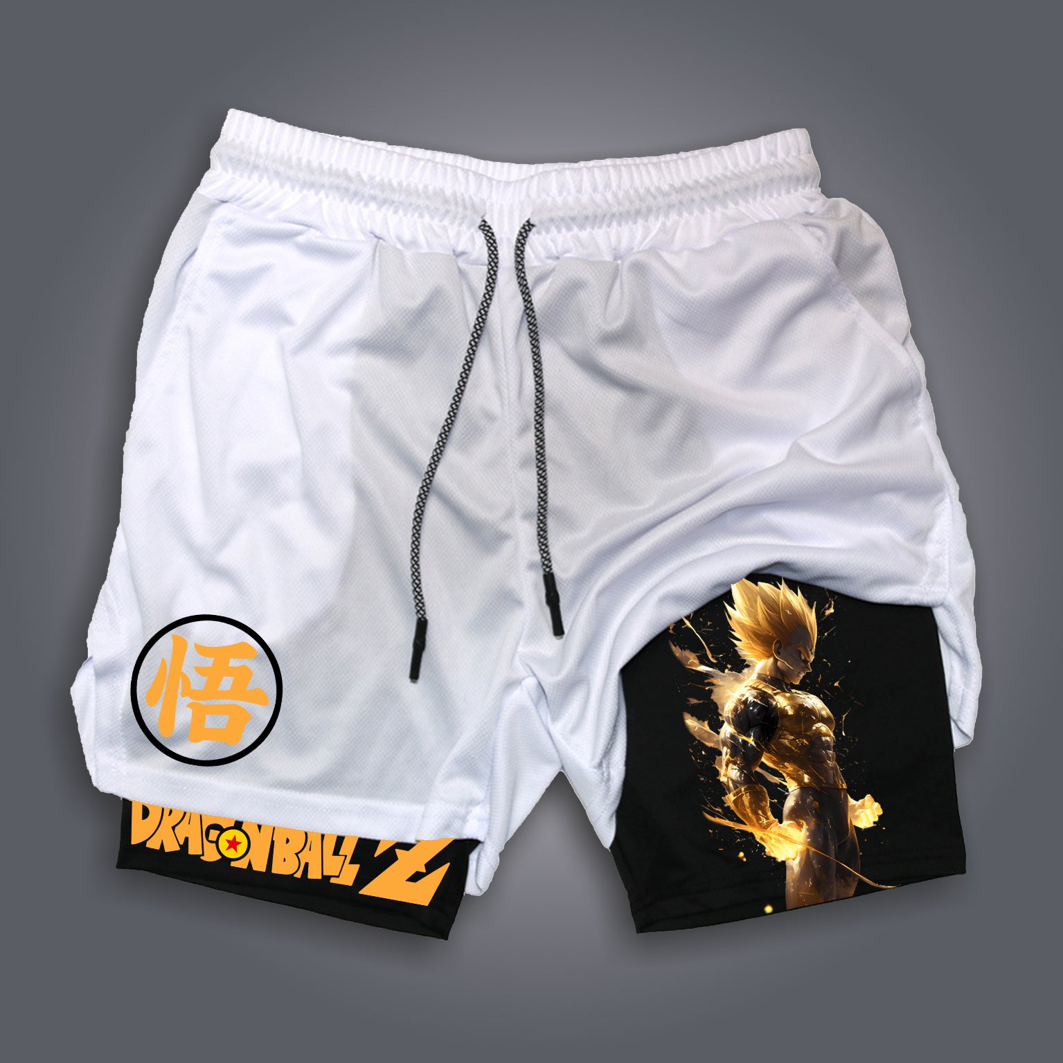 Unisex Anime Print Drawstring Double Layer Shorts
