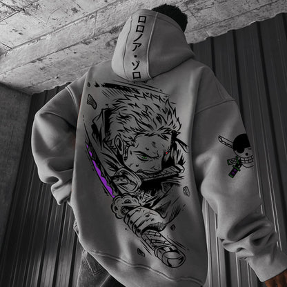Unisex Oversized Anime Print Hoodie-Anime x kingdom