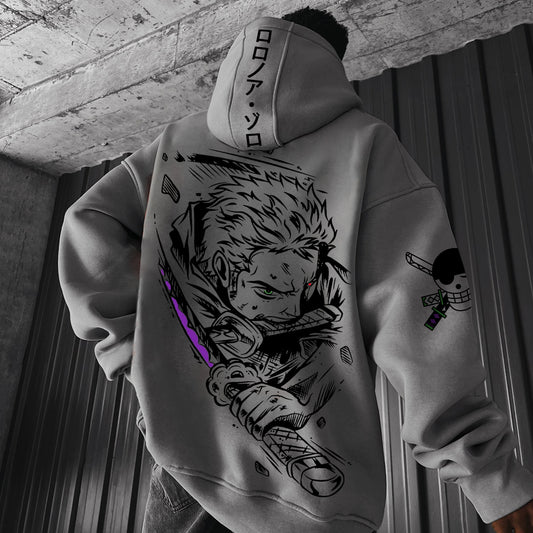 Unisex Oversized Anime Print Hoodie-Anime x kingdom