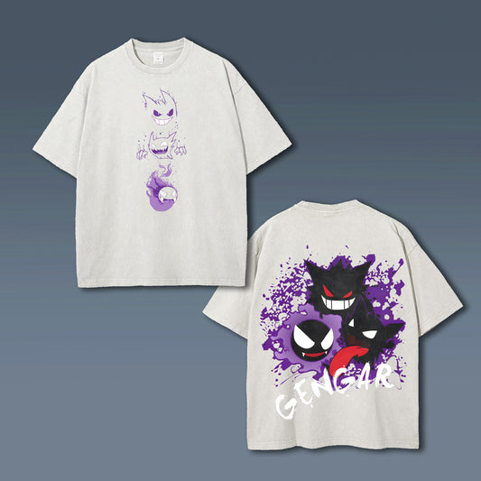 Unisex Anime Style Vintage Washed T-Shirt